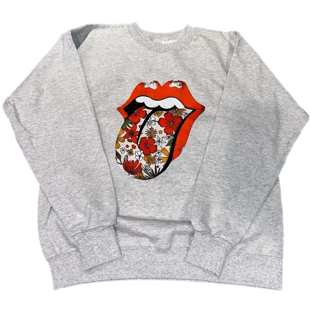 NWOT Medium Floral Lips Crewneck Sweater
